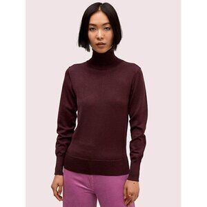 NWT Kate Spade Metallic Ribbed Turtleneck Maroon XS
